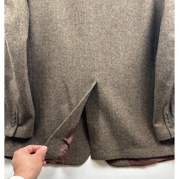 CHERESKIN Blazer Mens 44R Brwn Herringbone Camel Hair Blend Sport Coat Italy Vtg - Picture 9 of 16